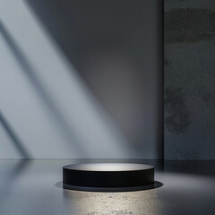 interior of a modern house with close up product display podium