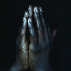 Fototapeta premium Praying Hands Embrace Hope in Solemn Darkness