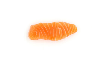 salmon fish fresh meat slice isolated on white background.