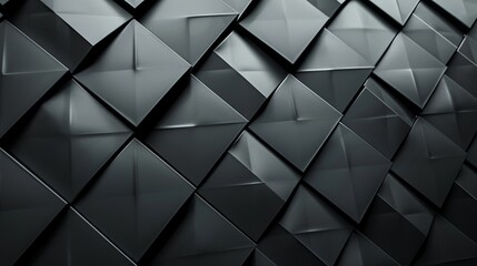 A geometric pattern of raised black panels, creating a textured and modern abstract design, representing structure, order, and contemporary art style.