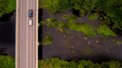 car bridge over the river.