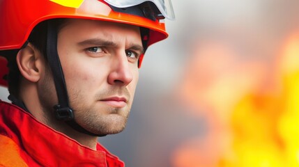 Fototapeta premium Firefighter assesses fire conditions while preparing for a training exercise