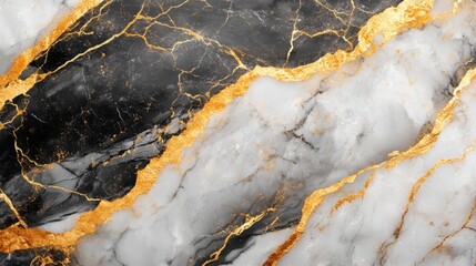 Fototapeta premium Black and White Marble with Gold Veins