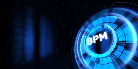 BPM Business process management technology concept illustration.