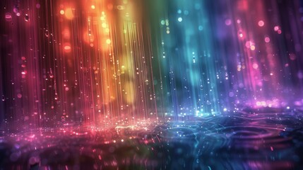 A Mesmerizing Rainbow of Raindrops Cascading on the Sea, Weaving Colorful Light and Shadow, Bridging Sky and Earth, Graphic Resources, Wallpapers, Brochure, Websites, banner, Advertising, background