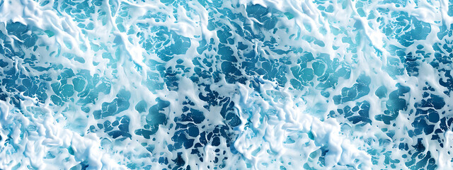 Obraz premium White foam on blue water, abstract ocean texture, summer vacation, refreshing and relaxing. 