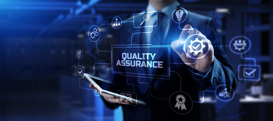 Quality assurance standard control certification technology concept.