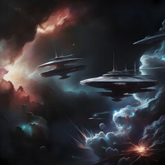 Naklejka premium AI generated illustrations of science fiction in space