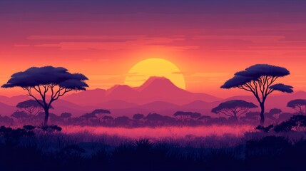 Sunset Over African Savannah 3