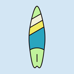 Surfboard flat vector icon design. Summer sign