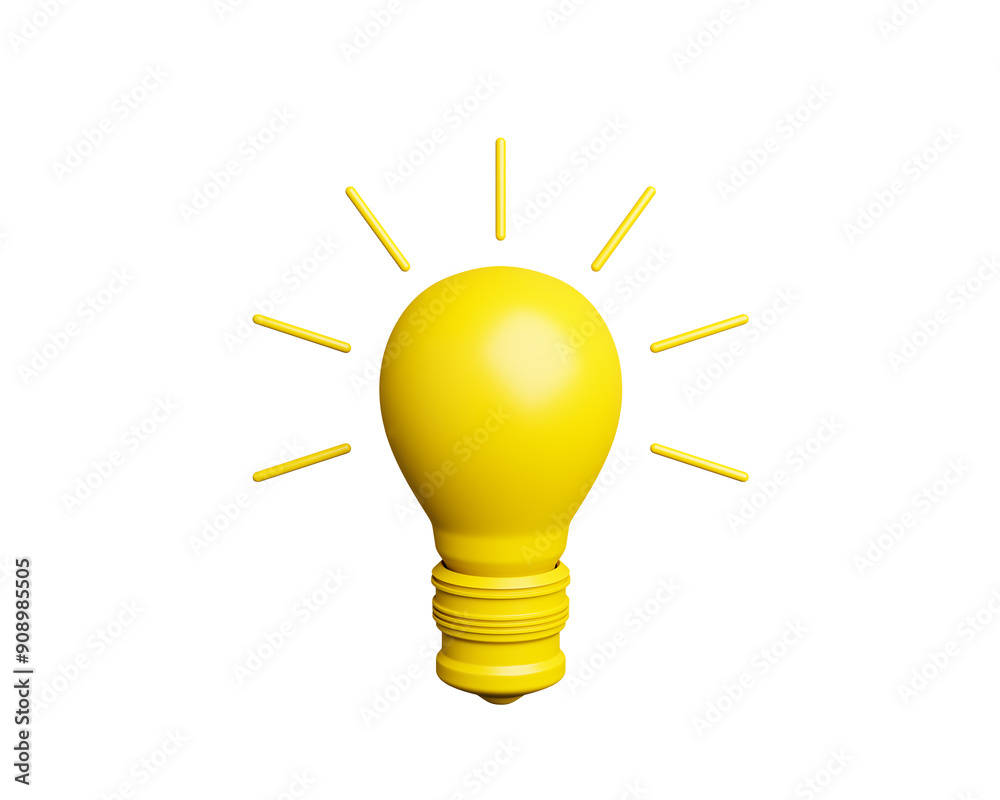 Poster yellow lightbulb icon with glowing lines, isolated on a white background. symbol of an idea, creativ