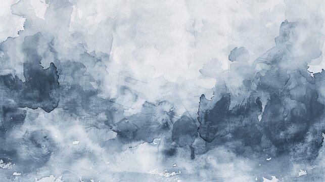 A captivating abstract watercolor painting in cool blue and white hues, presenting a fluid and atmospheric scene that transports the viewer to a serene and introspective state of mind.