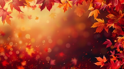 Fototapeta premium seasonal banner design, colorful autumn foliage provides a beautiful setting for a thanksgiving banner with free space for text perfect for the holiday season