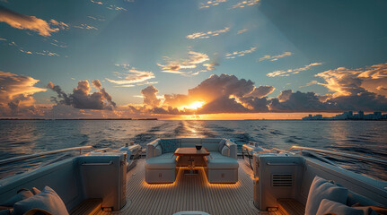 Billionaire lifestyle scene focused on a yacht, luxury, and exclusivity of hosting a bachelor party on a luxury yacht. Generative AI.