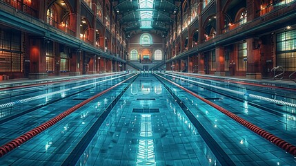 Obraz premium Modern Indoor Swimming Pool with Reflective Water