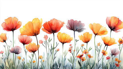 Spring flowers watercolor for Thanksgiving, vibrant and high resolution