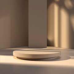 interior of a modern house with close up product display podium