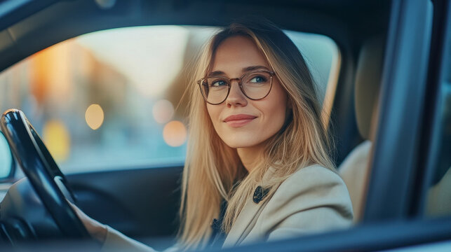 woman driving a car