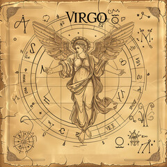 Fototapeta premium Ancient style illustration of the Virgo zodiac sign.