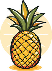 Fototapeta premium pineapple flat logo icon vector illustration,generative ai