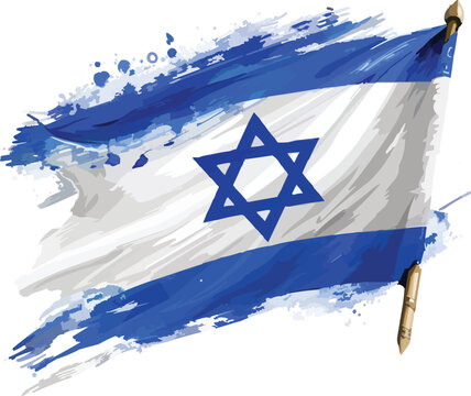 Israel flag watercolor vector illustration,generative ai
