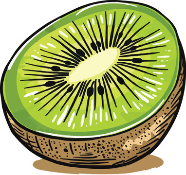 kiwi fruit slice green brown clip art preview