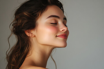 Fototapeta premium A close up of a girl's face with her eyes closed