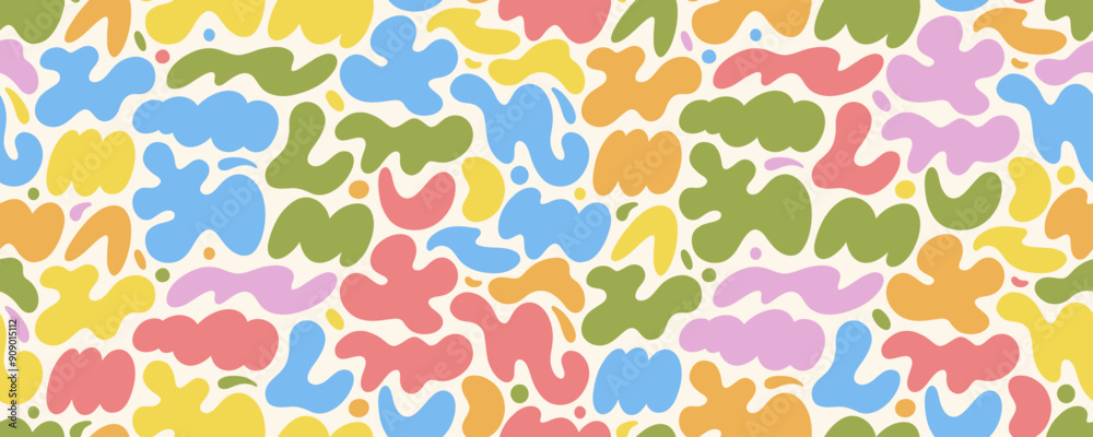 Poster colorful seamless pattern with liquid organic shapes and irregular forms. creative amoeba organic fl
