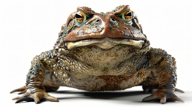 Big bumpy-skinned toad perched on a white surface