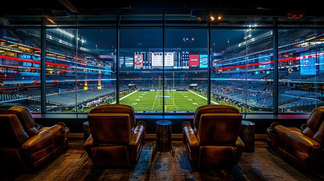 Empty VIP Section Overlooking Football Stadium