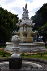SANTA CRUZ DE TENERIFE, CANARY ISLANDS, SPAIN 03.21.2018: Fountain Square Weyler in Santa Cruz de Tenerife, Canary islands, Spain