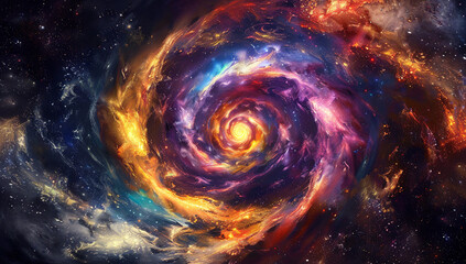Obraz premium A swirling galaxy of colors, with the center featuring an infinite...