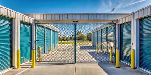 Secure entry gate at self storage facility, self storage, gate, security, entrance, access, code,...