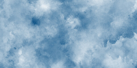 Abstract beautiful light blue cloudy sky clouds with stains, The summer is colorful clearing day Good weather with natural clouds, watercolor shades aquarelle painted cloudy sky background.