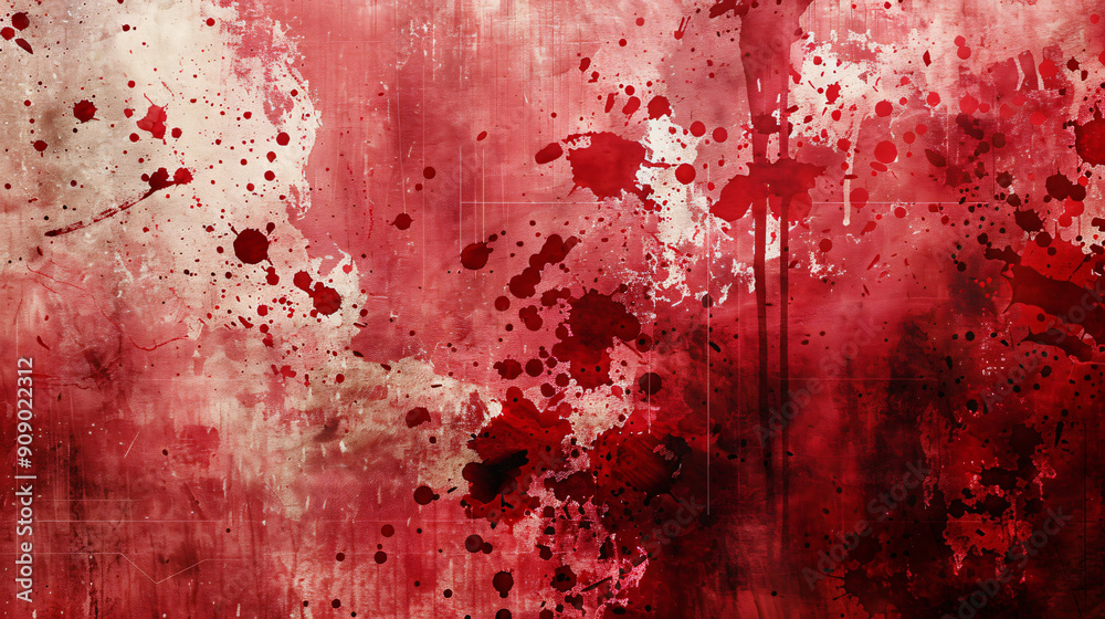 Aufkleber dark and violent atmosphere created by abstract blood red splattered and textured wall background