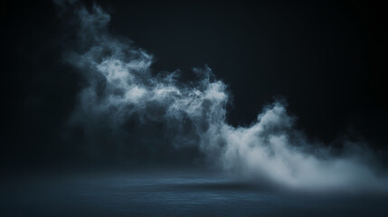 Fototapeta premium Dark background, smoke rising from the ground,
