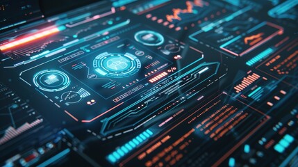 Close-Up View of Futuristic Interface on Monitor