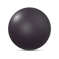 Realistic dark glossy 3D sphere isolated