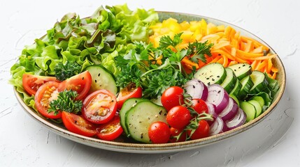Colorful Salad with Cherry Tomatoes, Cucumber, and Red Onion - Realistic Food Image