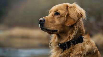 Golden Retriever with Black Collar