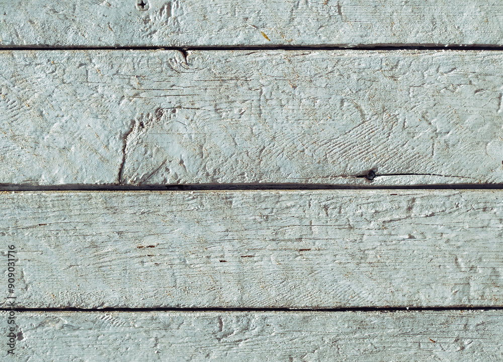 Wall mural Old white cracked paint on wooden door. Texture and grunge background.