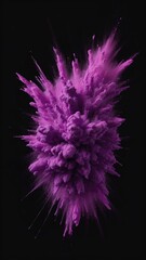 Abstract purple powder explosion on a black background