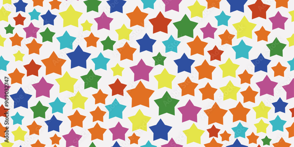 Poster pattern of colored stars. vector seamless pattern of multi-colored stars on a white background.