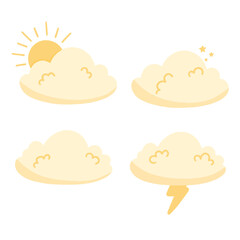 Simple cute cloud set is isolated on the white background