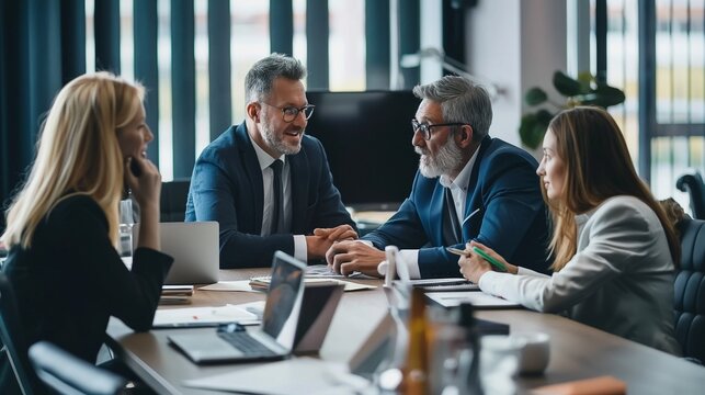 team of consultants advising clients on business strategy and operations