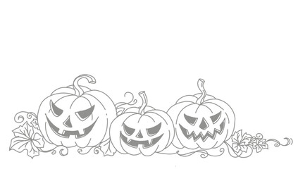 Pumpkins Set icons. Black pumpkins. Helloween autumn holiday. Black and white vector illustration isolated on white background. Pumpkin Halloween cartoon line art.	