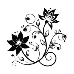 Elegant Floral Design Vector Illustration, Beautiful Floral Vector Art for Graphic Design, Floral Silhouette Vector for Elegant Designs