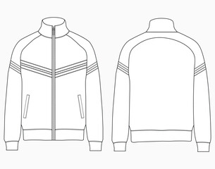 sport track suit jacket sweatshirt front, back and side views vector Illustration