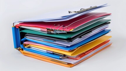 Organized School Binder with Loose-Leaf Paper on White Background