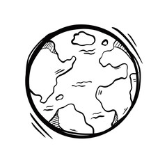 hand drawn Globe icon. Vector illustration. doodle Style design. cartoon style vector isolated on white background